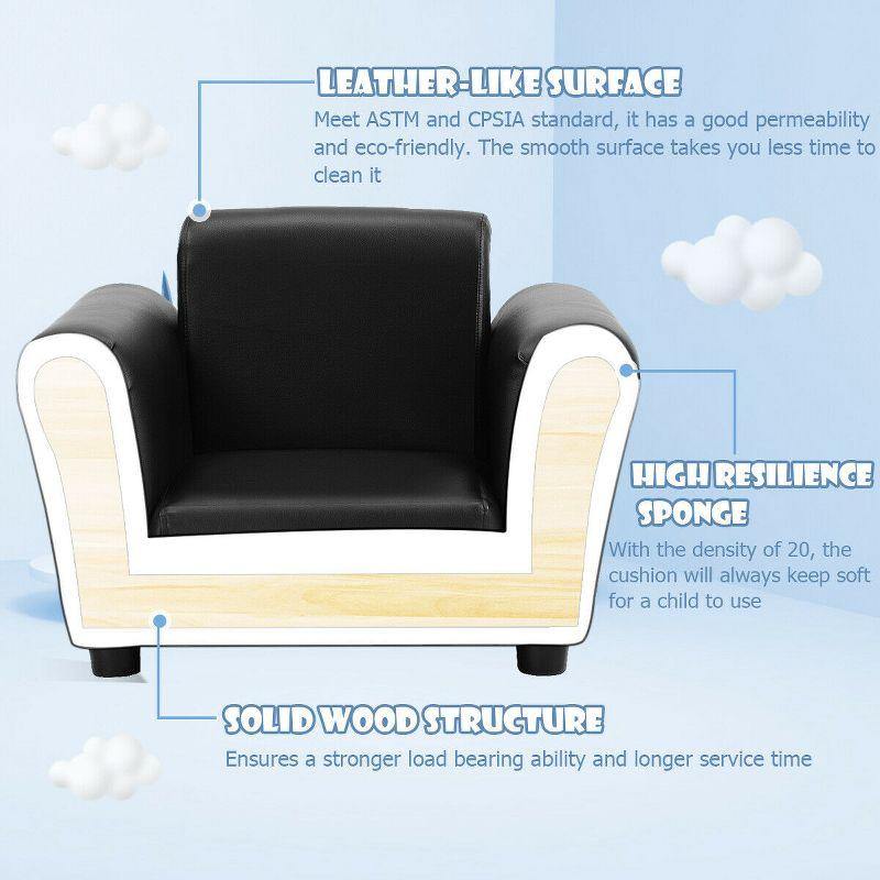 Costway Kids Sofa Armrest Chair Couch Children Toddler Birthday Gift w/ Ottoman Black