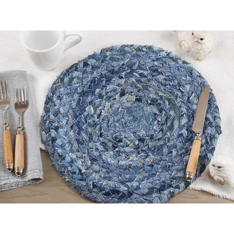 Denim Blue Round Cotton Chindi Placemats Set of 4