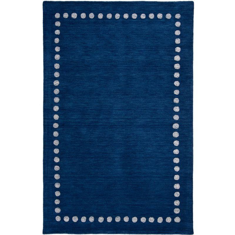 Playful Navy Hand-Tufted Wool Kids Rug 5' x 8'