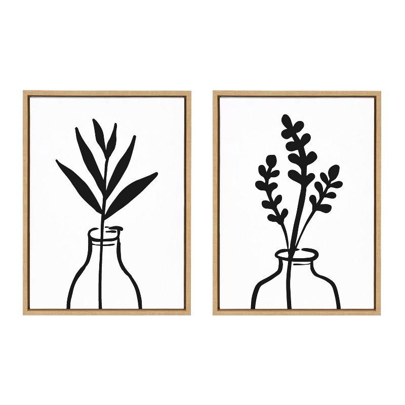 18"x24" 2 Piece Sylvie Modern Botanical Vase Framed Canvas Set by the Creative Bunch Studio Natural - Kate & Laurel All Things Decor