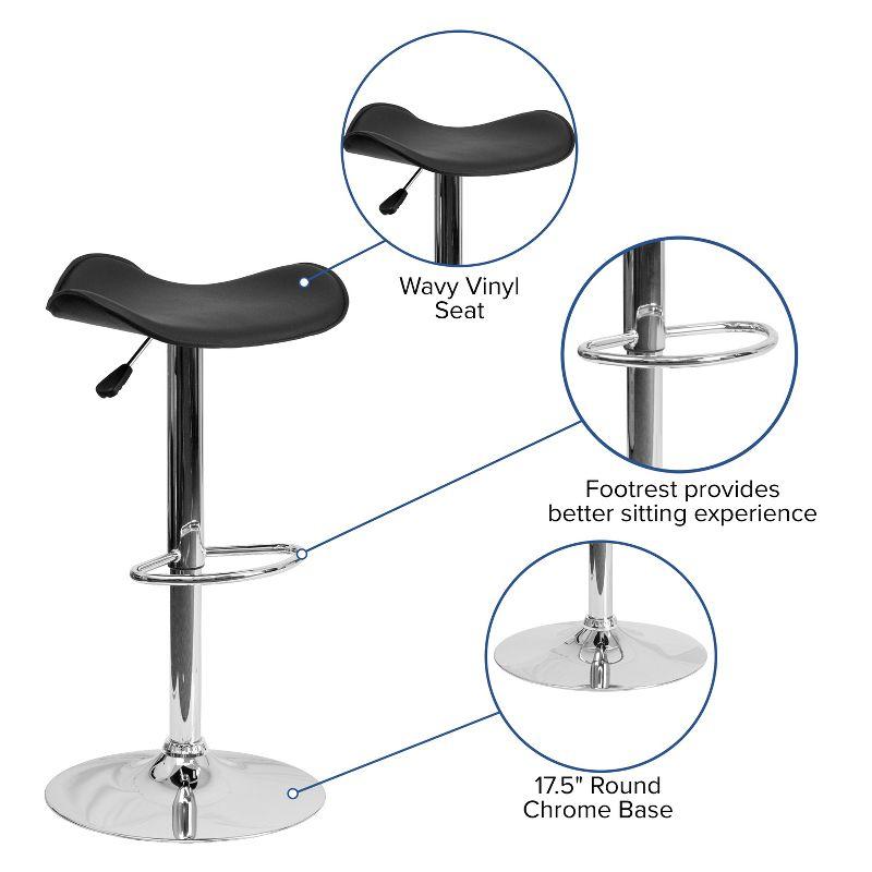 Black Adjustable Height Swivel Barstool with Chrome Base