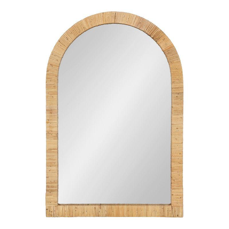 Natural Rattan Arch Wall Mirror, 20x30, Boho Design