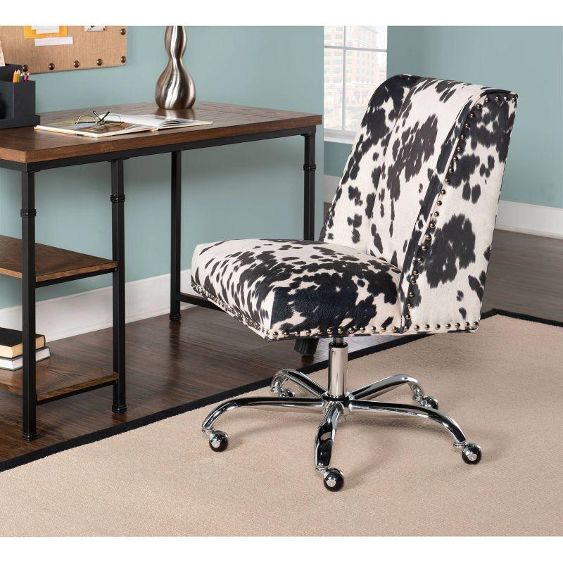 Draper Executive Swivel Office Chair in Black & White Cowhide Print