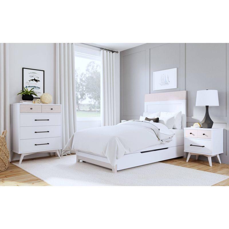 Ash Linen White 2-Drawer Modern Wood Nightstand