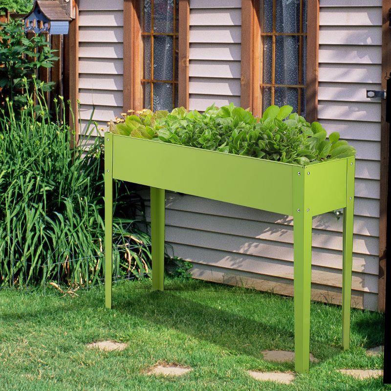 Elevated Green Galvanized Steel Garden Planter 40''x12''