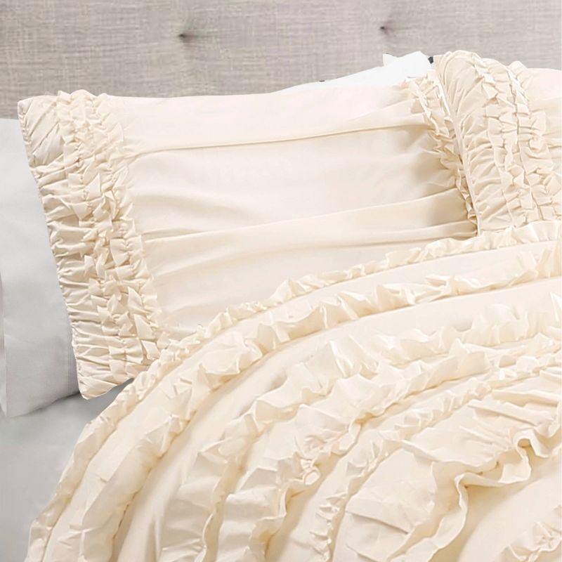 Ivory Queen Cotton Ruffled Comforter Set