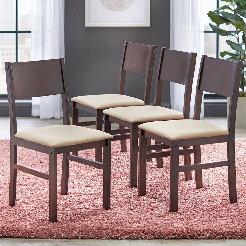 5pc Lucca Dining Set Beige/Brown - Buylateral: Modern Upholstered Chairs, Wood Composite Table