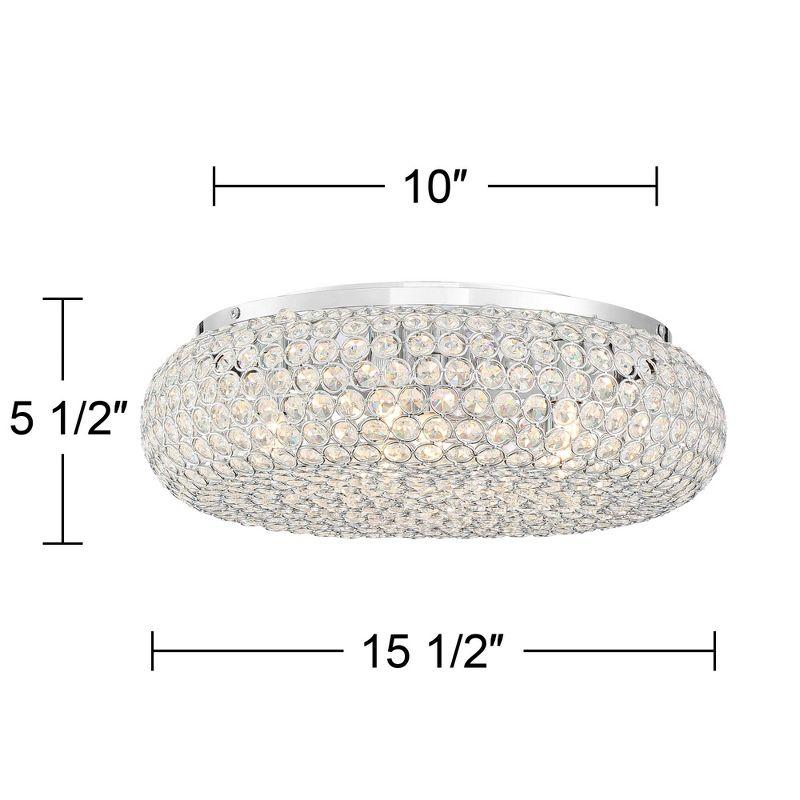 Vienna Full Spectrum Modern Ceiling Light Flush Mount Fixture LED Chrome 15 1/2" Wide Crystal Bedroom Kitchen Living Room Hallway