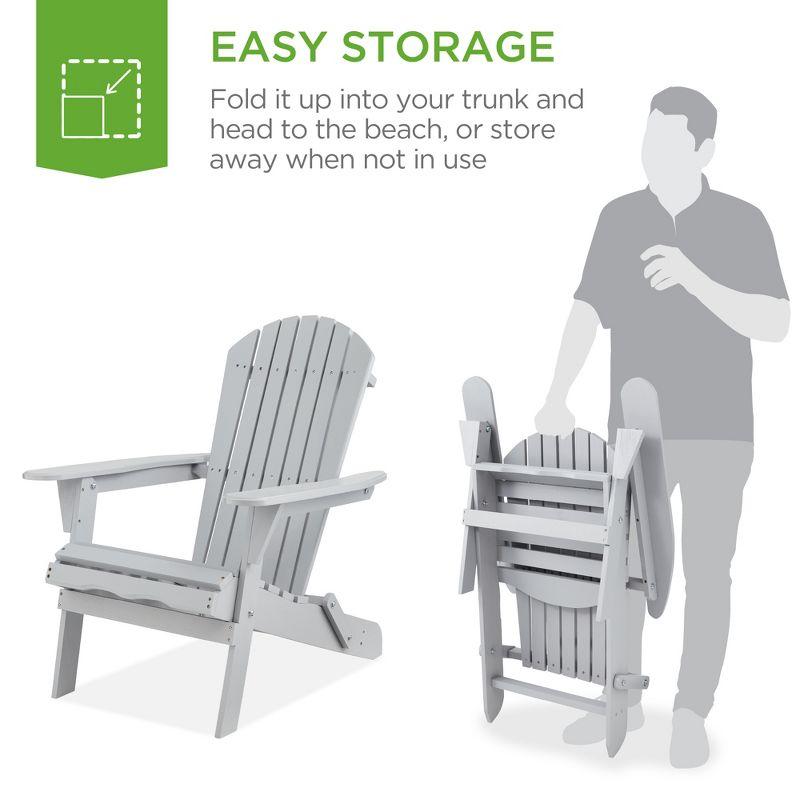 Gray Hemlock Wood Folding Adirondack Chair with Arms