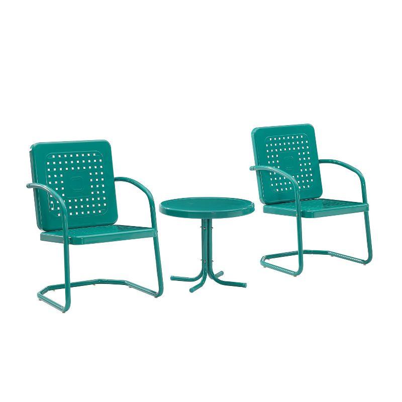 Crosley 3pc Bates Outdoor Patio Chair Set Turquoise: Vintage-Style, Steel Frame, UV-Resistant
