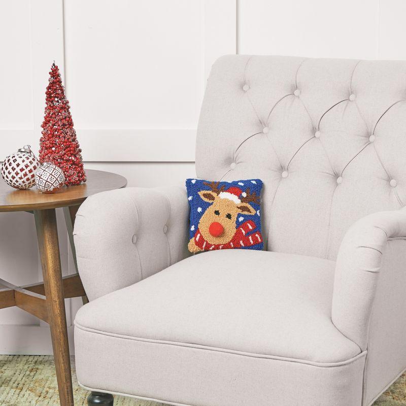 C&F Home Christmas Reindeer Hooked Petite Size Petite Size Accent Throw Pillow
