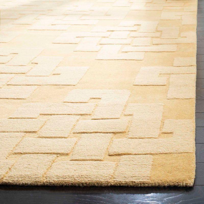 Geometric Hand-Tufted Wool Rattan Area Rug