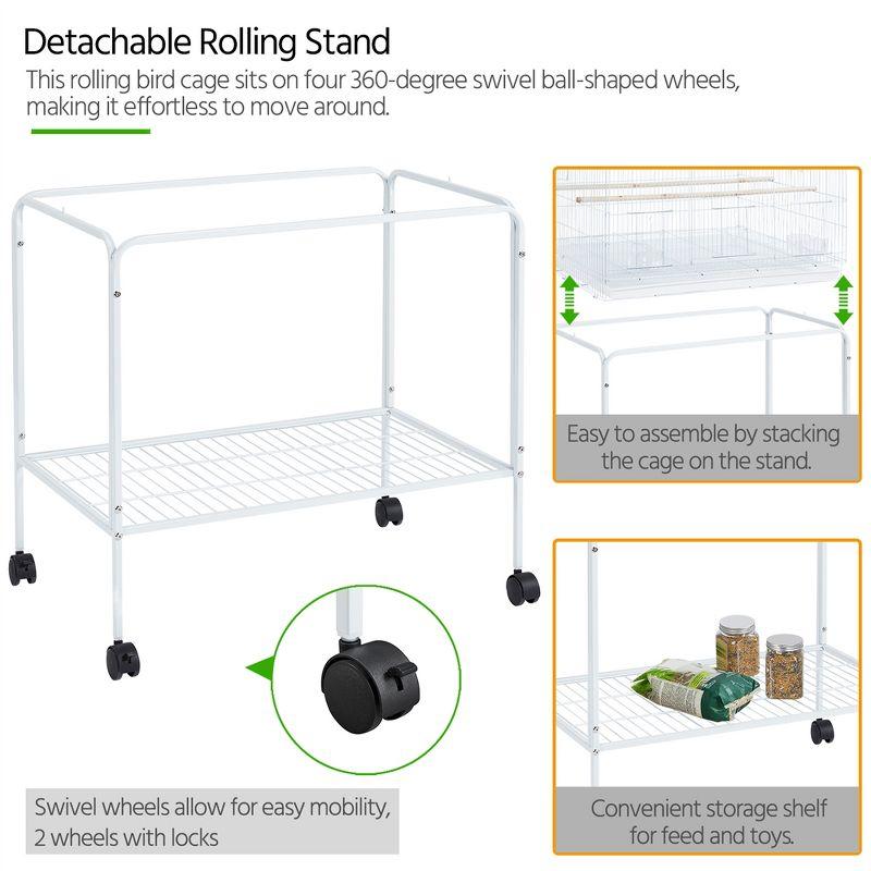 Yaheetech Metal Bird Cage with Rolling Stand for Small Birds Parrots Parakeets Conures White