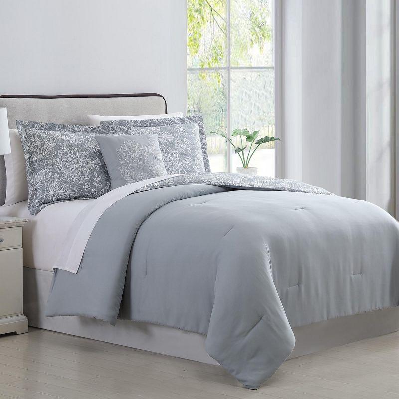 Full Gray Microfiber Reversible Bed in a Bag Set