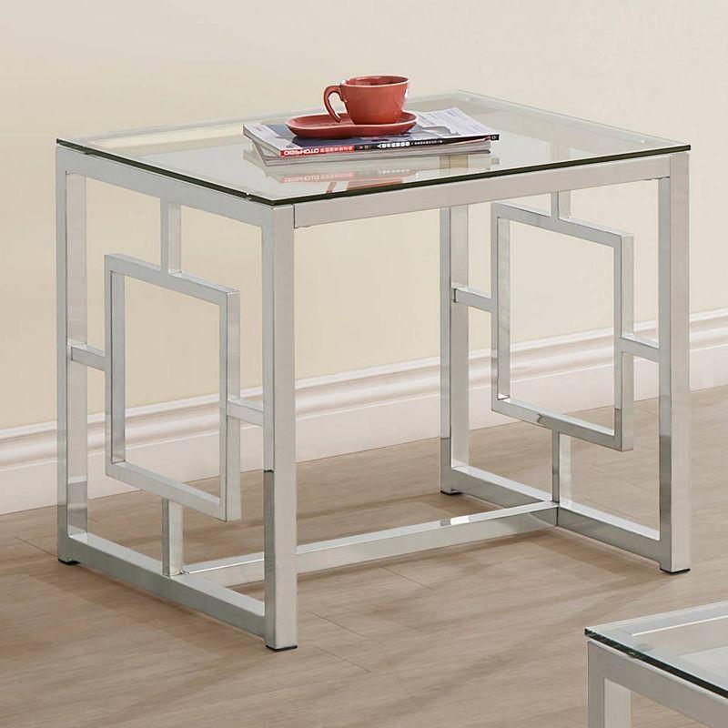 Nickel Square End Table with Glass Top