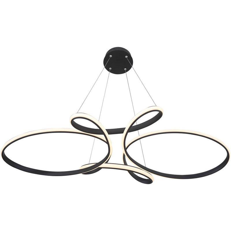 Possini Euro Design Helix Sand Black Multi-Ring Ceiling Pendant Light 39 1/2" Wide Ultra Modern Minimalist Spiral Dimmable LED Strip Steel Dining Room