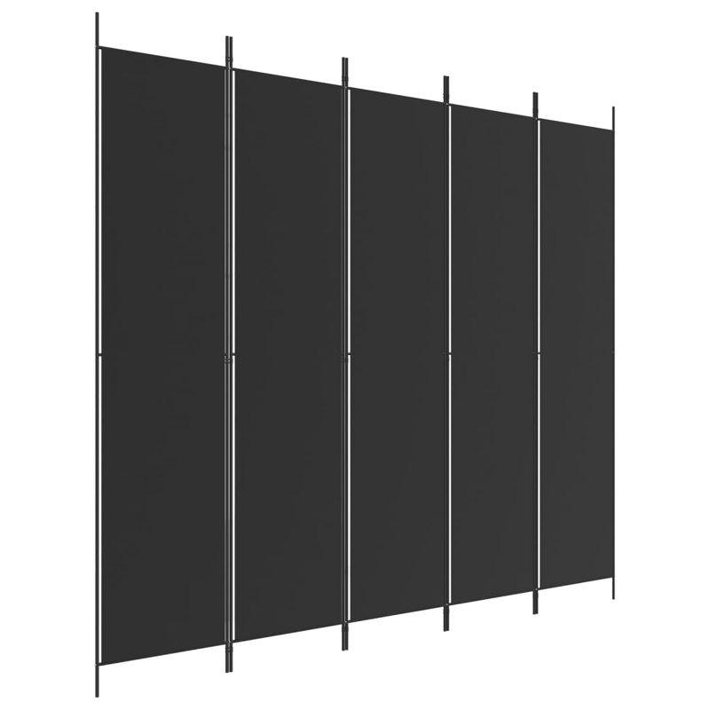 vidaXL 5-Panel Room Divider Black 98.4"x86.6" Fabric