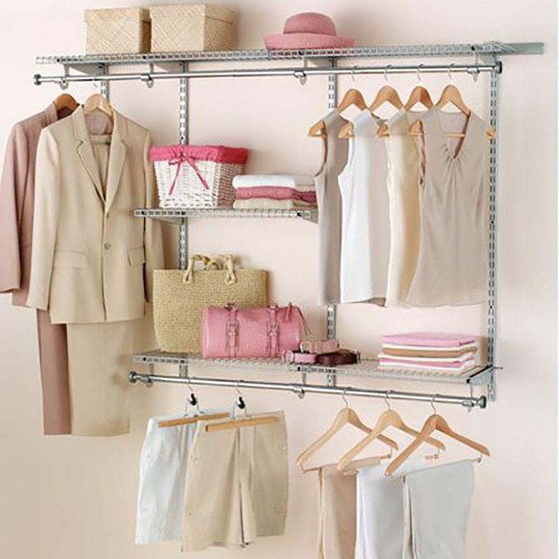 White Adjustable Steel Closet Organizer Kit with Shelves and Rods