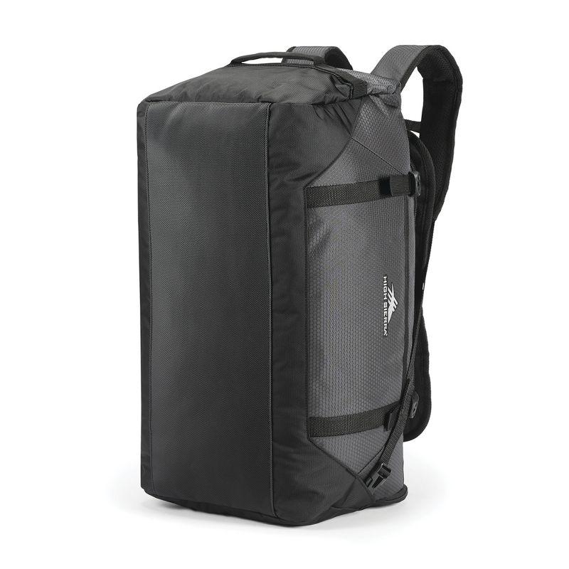 High Sierra Fairlead Zipper Closure Travel Duffel Bag Backpack with Padded Handles and Quick Release Shoulder Straps, Mercury/Black