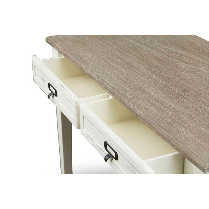 Dauphine Traditional French Accent Writing Desk White/Light Brown - Baxton Studio: Farmhouse Style, Storage Shelf