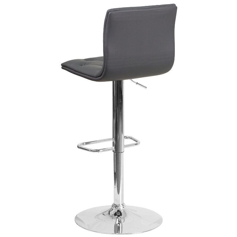 Flash Furniture Contemporary Button Tufted Gray Vinyl Adjustable Height Barstool with Chrome Base