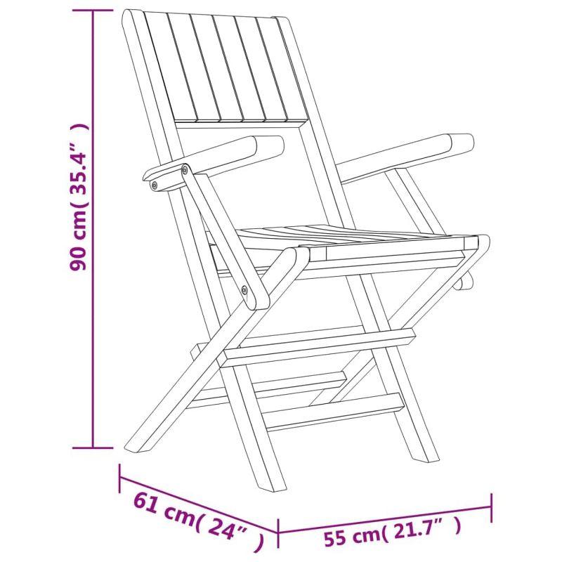 Solid Teak Wood Folding Patio Chairs Set with Armrests