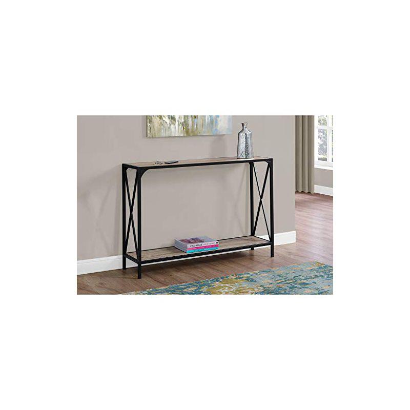 Monarch Specialties Accent Table Console Entryway Narrow Sofa Living Room Bedroom Metal Laminate Brown Black Contemporary Modern