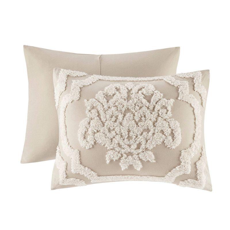 Viola Tufted Cotton Chenille Damask 3 Piece Duvet Set