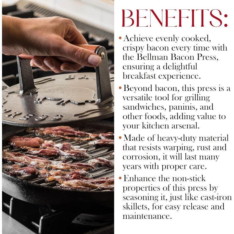 Bellemain 8.5-Inch Cast Iron Bacon Press – Heavy-Duty Grill Press for Perfect Bacon, Steak & More