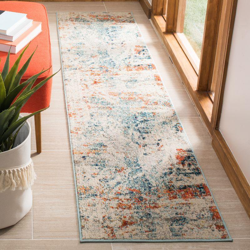 Cream and Orange Flat Woven Synthetic Area Rug