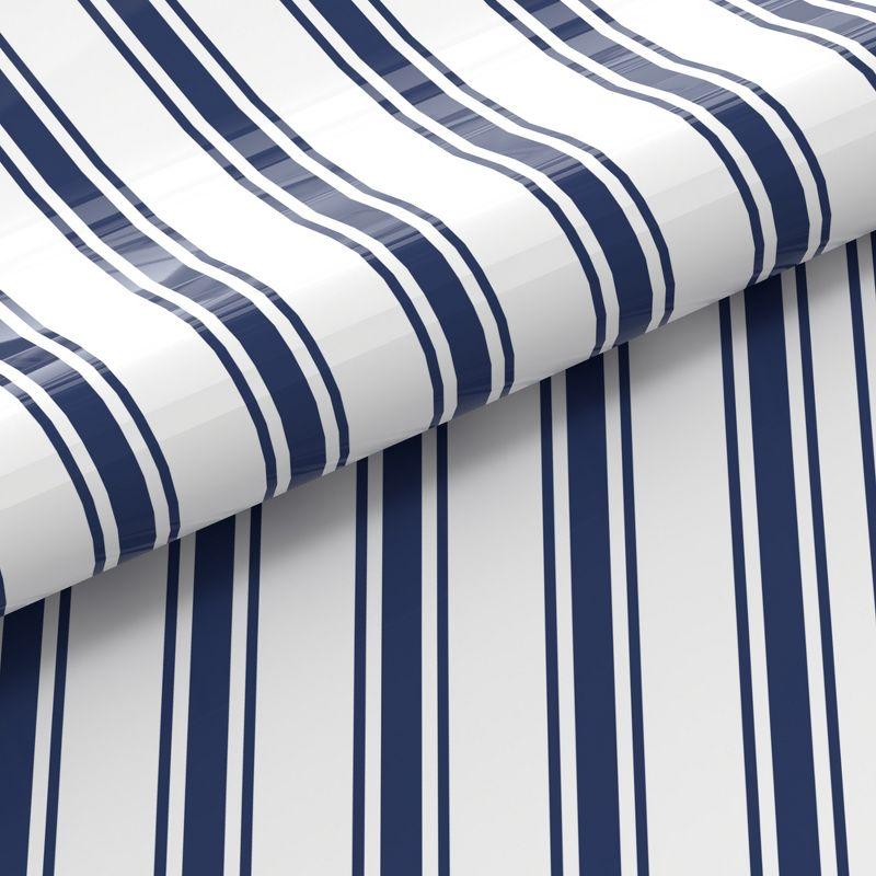 Color Sense Percale Weave Cool & Crisp Cotton Rich Sheet Set, King, Navy Stripe, 4 piece