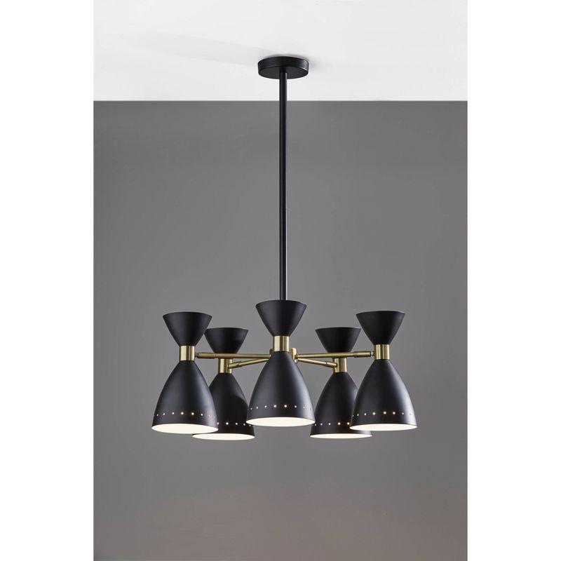 5-Head Oscar Pendant Black - Adesso: Mid-Century Modern, Adjustable, Overhead Island Lighting, ETL Listed