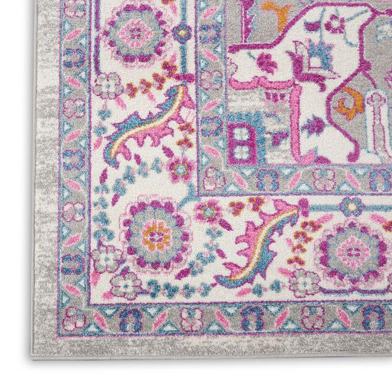 Nourison Passion Colorful Center Medallion Area Rug Light Grey/Pink 8' x 10'