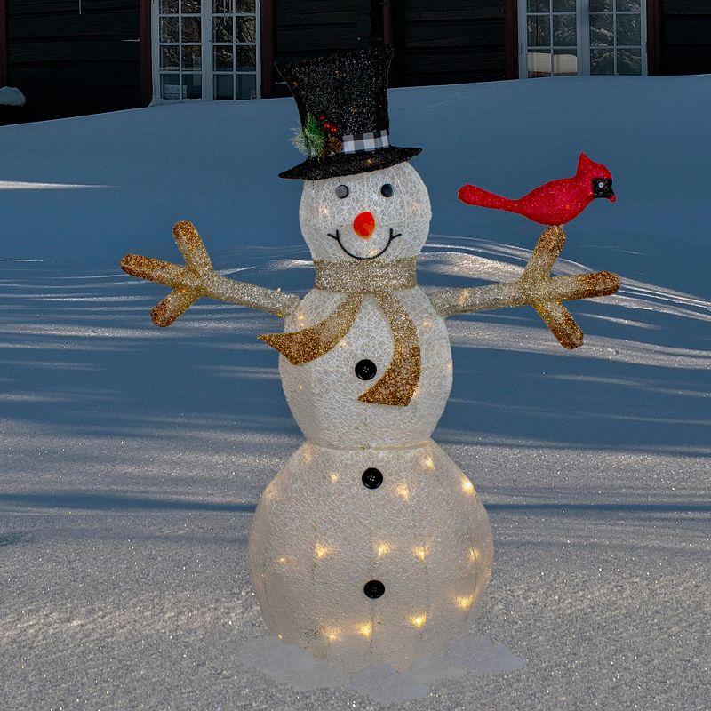 49" White and Black LED Lighted Snowman with Top Hat Christmas Outdoor Decoration