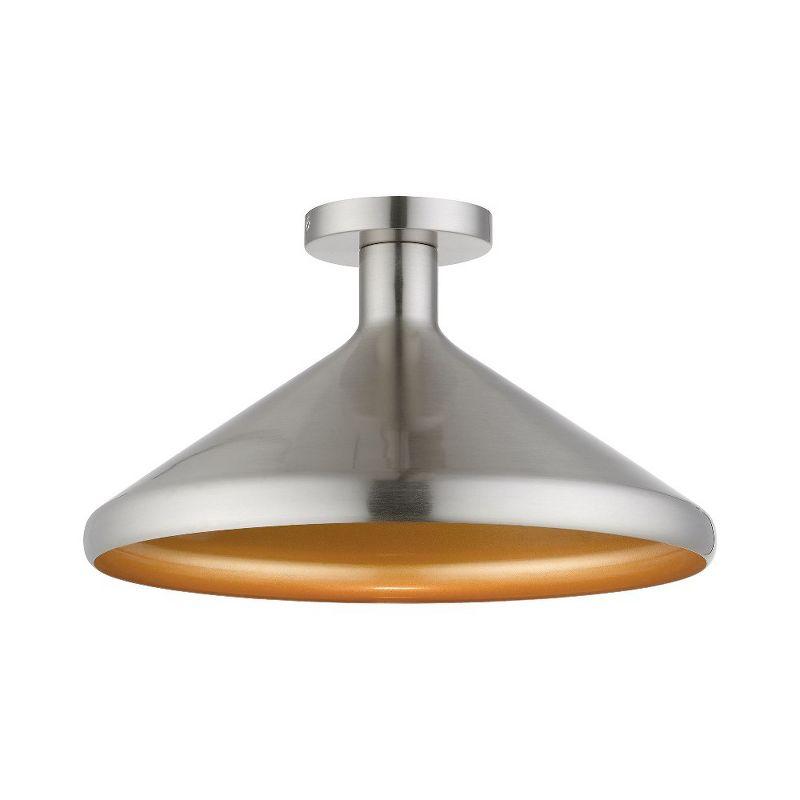 Geneva Brushed Nickel 1-Light Indoor/Outdoor Semi-Flush Mount