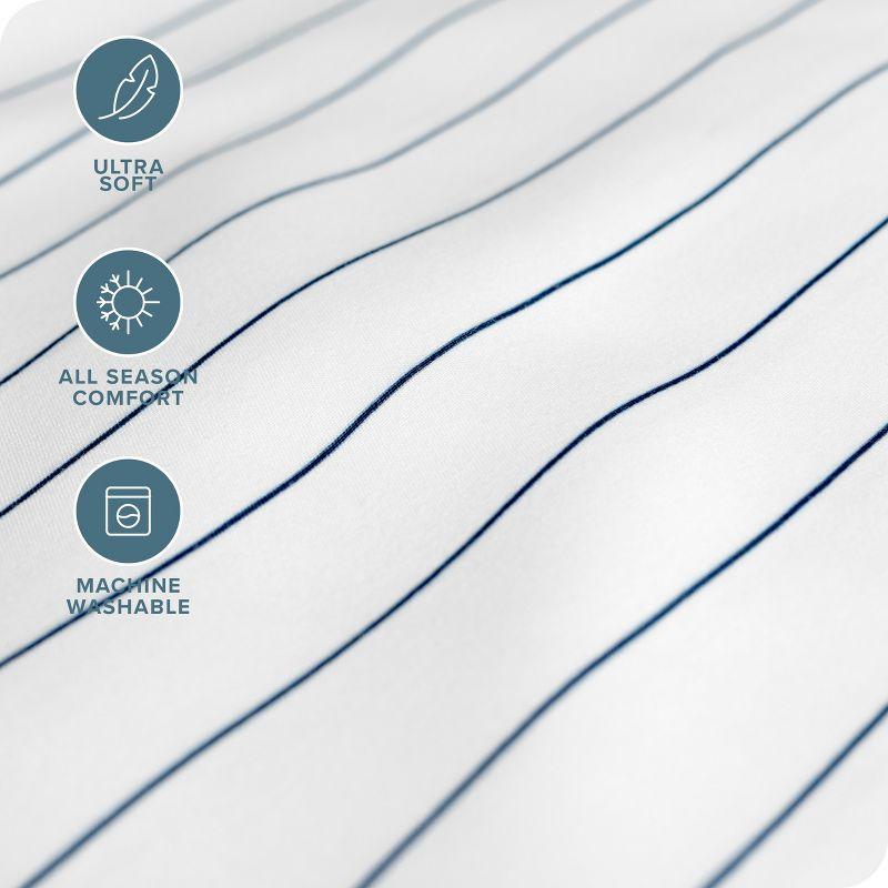 King Pinstripe - White/Midnight 4 Piece Printed Pattern Microfiber Sheet Set by Bare Home
