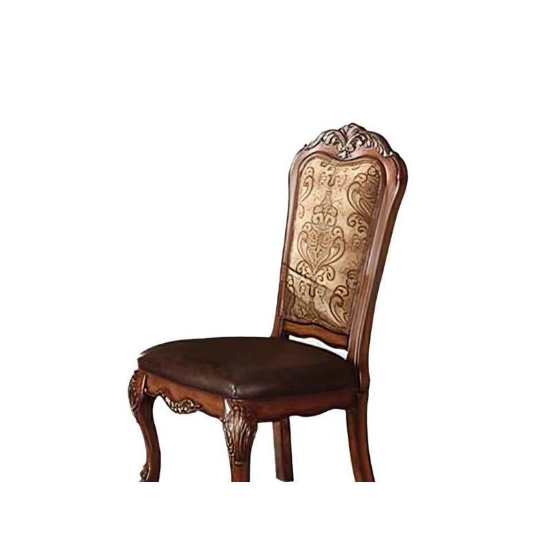 Cherry Oak Dresden High-Back Faux Leather Side Chair