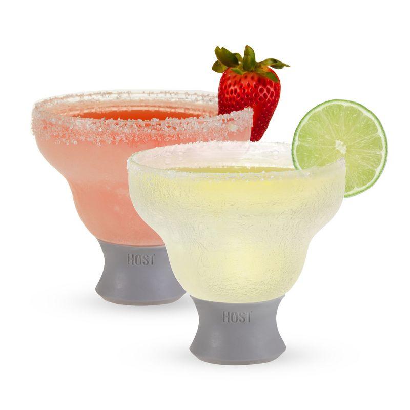 Gray Double-Walled Glass Margarita Freezer Cups Set of 2