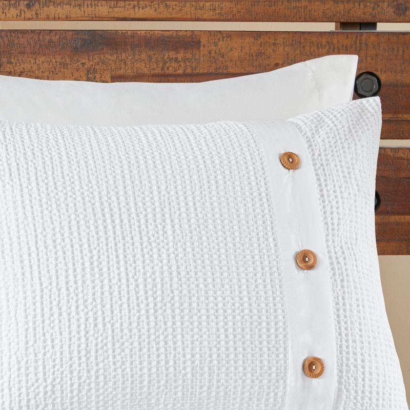 Elegant King Cotton Waffle Weave Comforter Set in White