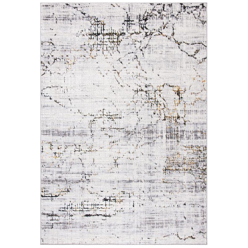 Amelia Grey and Gold Abstract Rectangular Area Rug