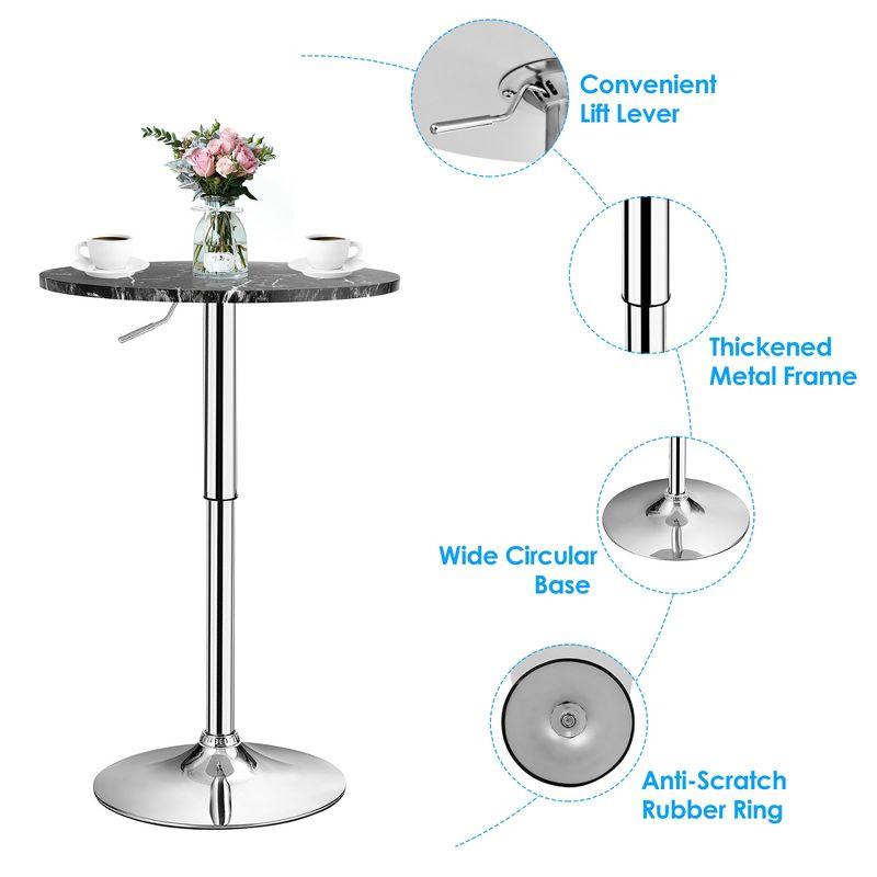 Costway Round Bistro Bar Table Height Adjustable 360-degree Swivel Black