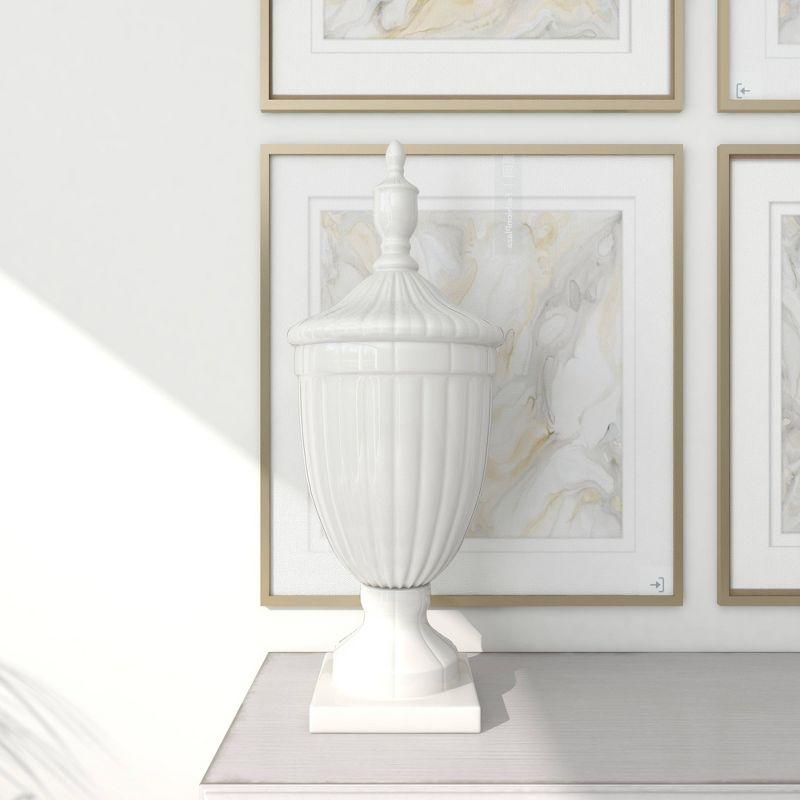 26" Modern Ceramic Urn Vase White - Olivia & May: Large Tabletop Decor, Novelty Design