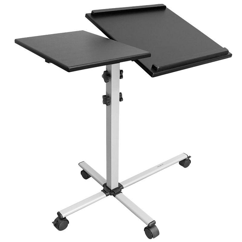 Mount-It! Rolling Laptop Tray and Projector Cart, Height Adjustable Presentation Cart with Wheels