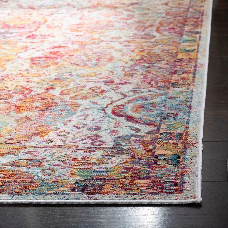 Elysian Light Blue & Orange Hand-Knotted Synthetic Runner Rug - 2'2" x 11'