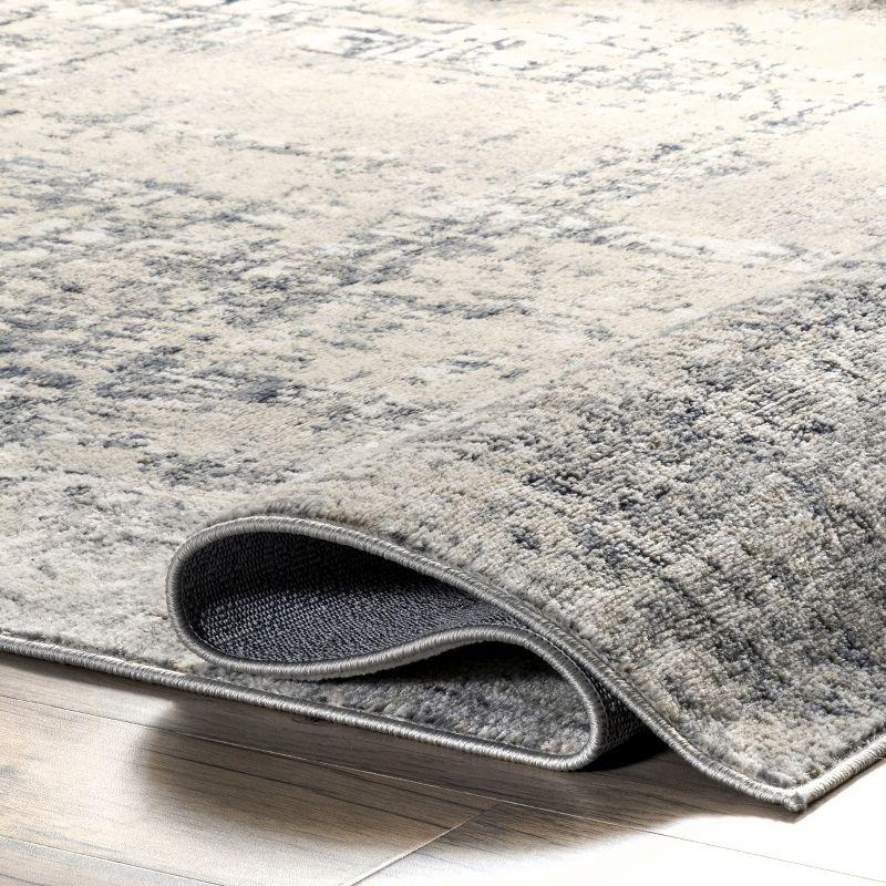 Modern Abstract Beige Synthetic Area Rug, 52"x24"