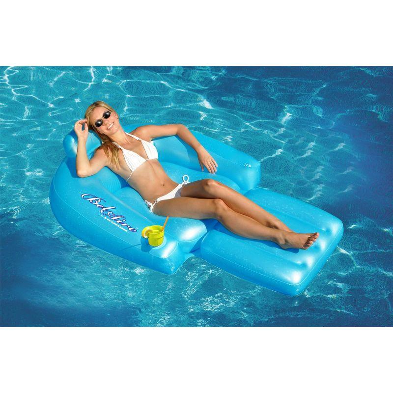 Swim Central 58.5" Inflatable Sky Blue Swimming Pool Lounger Float with Cup Holder