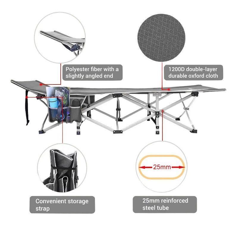 SUGIFT Folding Camping Cot for Adults Heavy-Duty Cot with Carry Bag and Pad