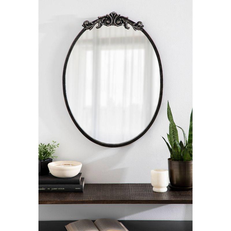 Kate & Laurel All Things Decor 18"x24" Arendahl Traditional Vertical Oval Wall Mirror: Ornate, Baroque-Inspired Design