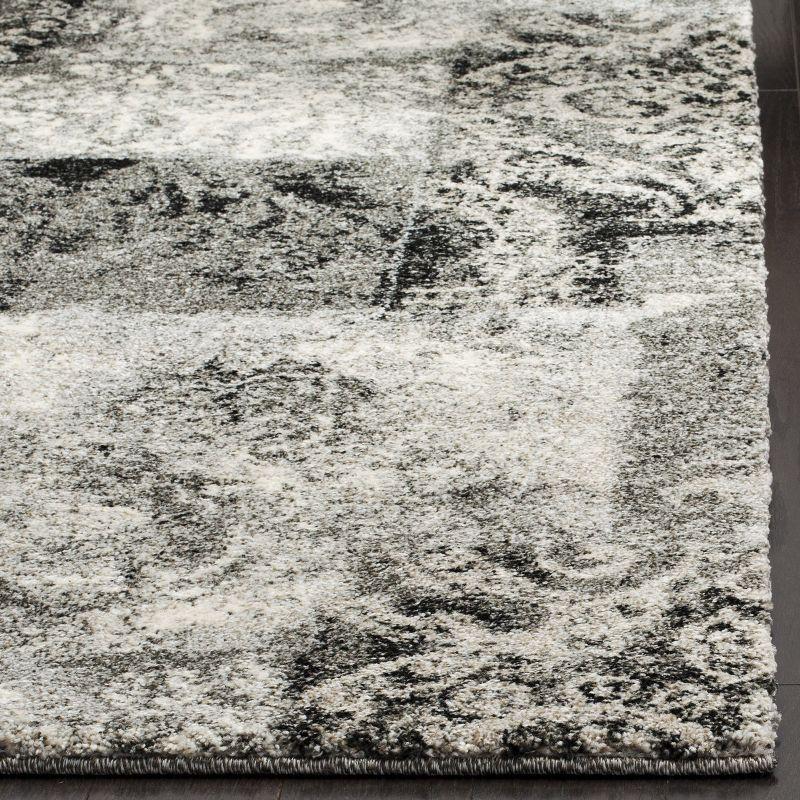 4' x 6' Gray Abstract Shag Synthetic Reversible Rug