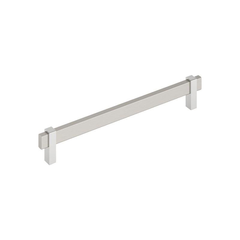 Amerock Mulino 8-13/16 inch (224mm) Center-to-Center Satin Nickel/Polished Chrome Cabinet Pull